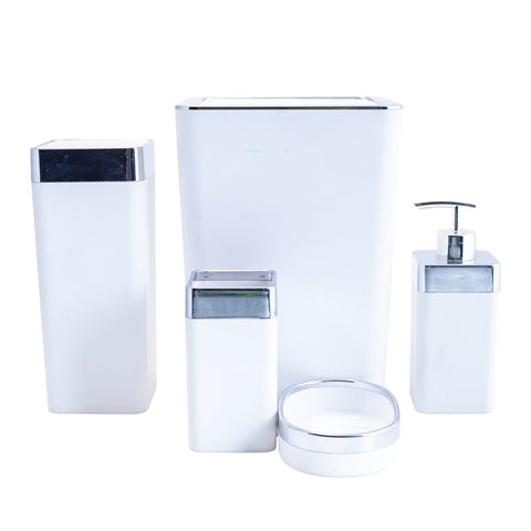 ACCESSOIRE DE TOILETTE BLANC BORDURE ARGENTE L'Atelier de Dadi - vaisselle de luxe - Dakar - Senegal