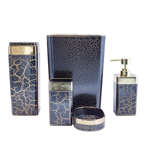 ACCESSOIRE DE TOILETTE NOIR DORE 5PCS L'Atelier de Dadi - vaisselle de luxe - Dakar - Senegal