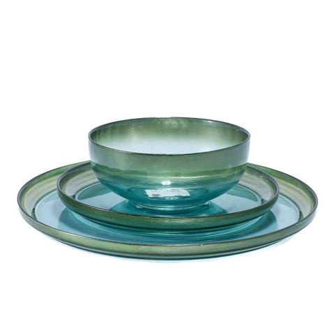 ASSIETTE CREUSE VERT CLAIR DORE 6 PCS GM L'Atelier de Dadi - vaisselle de luxe - Dakar - Senegal