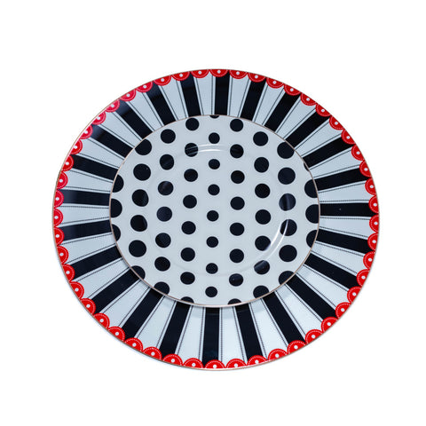 ASSIETTE GM NOIR ROSE FOND BLANC L'Atelier de Dadi - vaisselle de luxe - Dakar - Senegal