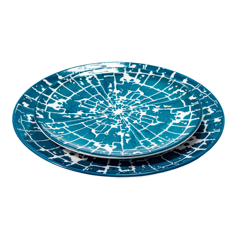 Assiette 6 Pièces Vert et Blanc - Petit Modèle avec Fond Vert - L'Atelier de Dadi - vaisselle de luxe - Dakar - Senegal