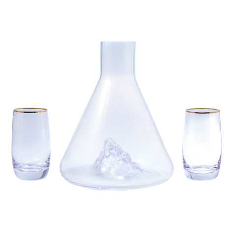 CARAFE EN VERRE ICEBERG TRANSPARENT REFLET ROSE 7 PCS L'Atelier de Dadi - vaisselle de luxe - Dakar - Senegal
