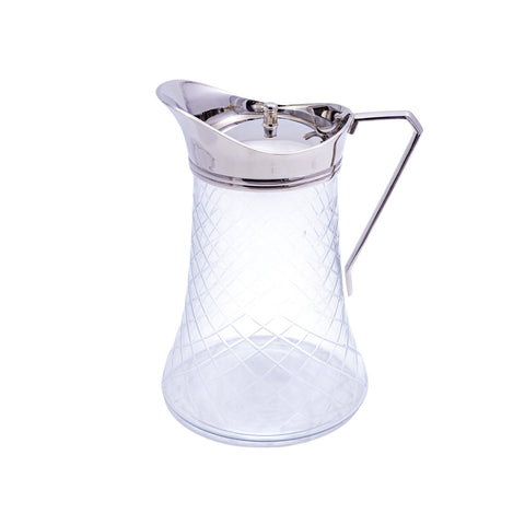 CARAFE VERRE TRANSPARENT MOTIF CARRO POIGNET ET BORDURE ARGENTE L'Atelier de Dadi - vaisselle de luxe - Dakar - Senegal