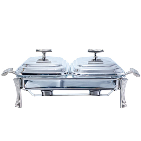 CHAFING DISH 2 COMPARTIMENT ARGENTE ONDA 2 X 1,5L - L'Atelier de Dadi - vaisselle de luxe - Dakar - Senegal