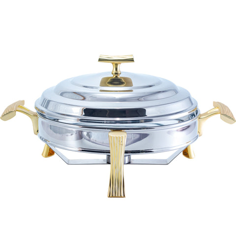CHAFING DISH ARGENTE DORE ONDA ROND 2,5L - L'Atelier de Dadi - vaisselle de luxe - Dakar - Senegal