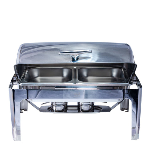 CHAFING DISH RECTANGULAIRE 2 COMPARTIMENTS ARGENTE 2X4,5L - L'Atelier de Dadi - vaisselle de luxe - Dakar - Senegal