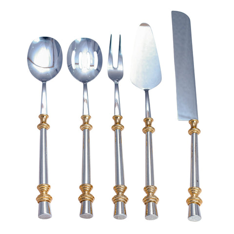 COUVERT 5 PIECES ARGENTE ANNEAU DORE L'Atelier de Dadi - vaisselle de luxe - Dakar - Senegal