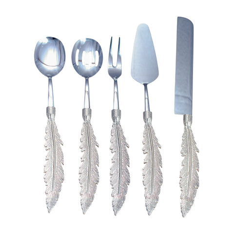 COUVERT 5 PIECES ARGENTE PLUME L'Atelier de Dadi - vaisselle de luxe - Dakar - Senegal