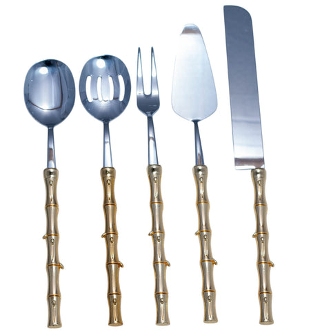 COUVERT 5 PIECES DORE CANNE A SUCRE L'Atelier de Dadi - vaisselle de luxe - Dakar - Senegal