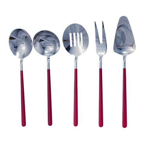 COUVERT 5 PIECES ROUGE ARGENTE L'Atelier de Dadi - vaisselle de luxe - Dakar - Senegal