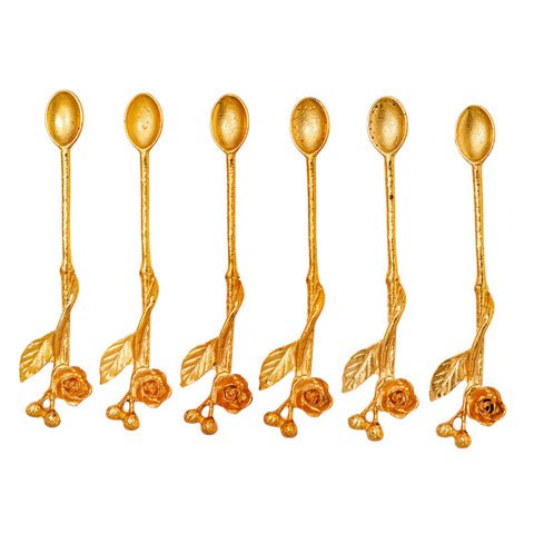 COUVERT CUILLERE 6 PCS DORE FLEUR PM L'Atelier de Dadi - vaisselle de luxe - Dakar - Senegal