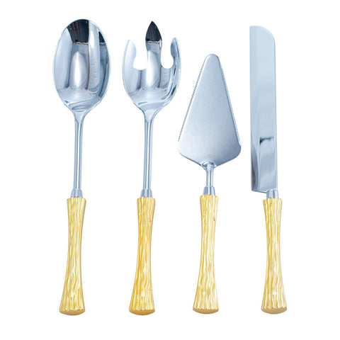 COUVERT DE SERVICE 4 PCS INOX ARGENTE DORE ONDA - L'Atelier de Dadi - vaisselle de luxe - Dakar - Senegal