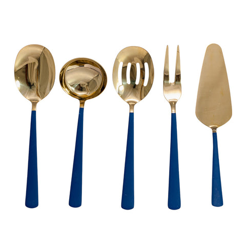 COUVERT DE SERVICE 5 PIECES BLEU DORE L'Atelier de Dadi - vaisselle de luxe - Dakar - Senegal