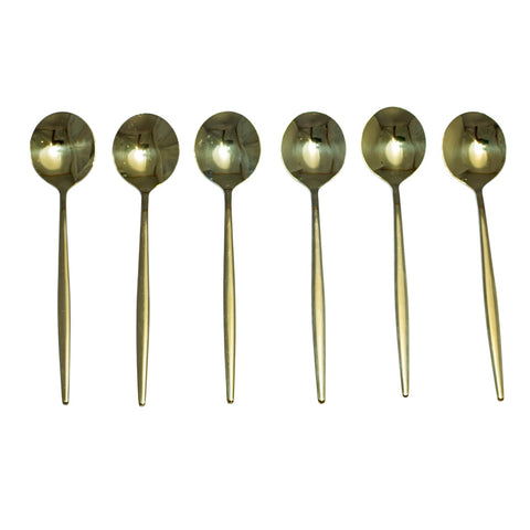 CUILLÈRE À CAFÉ DORÉE 6 PCS L'Atelier de Dadi - vaisselle de luxe - Dakar - Senegal
