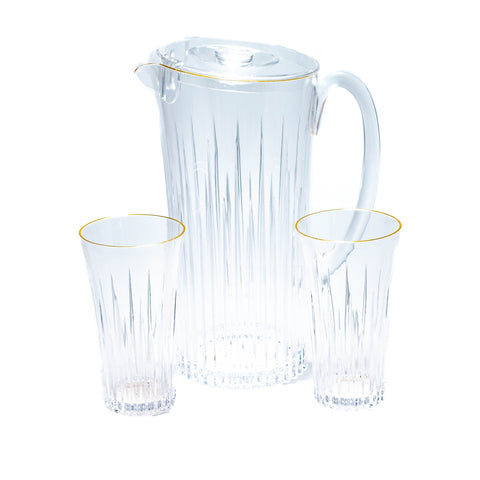 Carafe à Jus 7 Pièces Transparente avec Détails Dorés - L'Atelier de Dadi - vaisselle de luxe - Dakar - Senegal