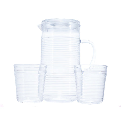 Carafe à Jus 7 Pièces en Plexi Transparent avec Motif Cercles - L'Atelier de Dadi - vaisselle de luxe - Dakar - Senegal