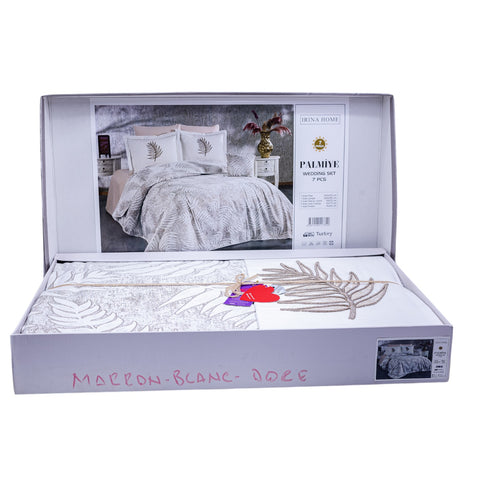 DRAP 7 PCS MARRON BLANC DORE MADAME LUCCI L'Atelier de Dadi - vaisselle de luxe - Dakar - Senegal