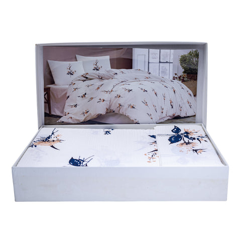 DRAP BLANC FLEURETTE BLEU MARRON L'Atelier de Dadi - vaisselle de luxe - Dakar - Senegal