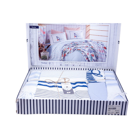 DRAP BLEU BLANC MULTICOLORE 10 PCS 240 X 260 L'Atelier de Dadi - vaisselle de luxe - Dakar - Senegal