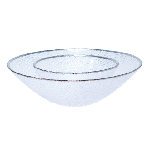 ENSEMBLE SALADIER TRANSPARENT ARGENTE MOTIF FORMICA AVEC 6 SOUCOUPES - L'Atelier de Dadi - vaisselle de luxe - Dakar - Senegal