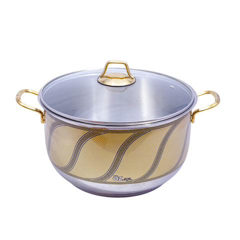 MARMITE INOX 30cm ARGENTE DORE L'Atelier de Dadi - vaisselle de luxe - Dakar - Senegal