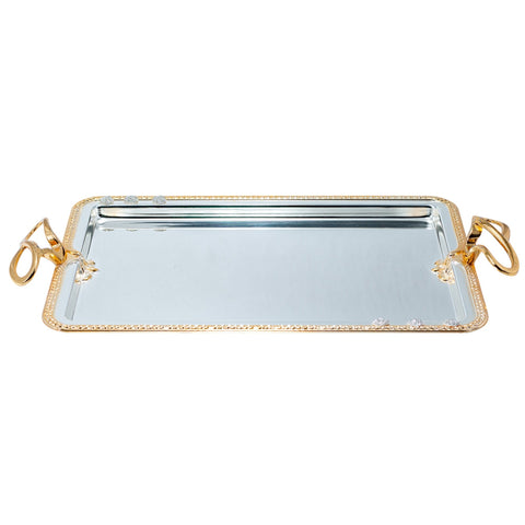 PLATEAU DE SERVICE ARGENTE DORE INOX PERSONNALISE L'Atelier de Dadi - vaisselle de luxe - Dakar - Senegal