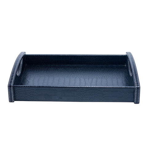 PLATEAU DE SERVICE CUIR NOIR L'Atelier de Dadi - vaisselle de luxe - Dakar - Senegal