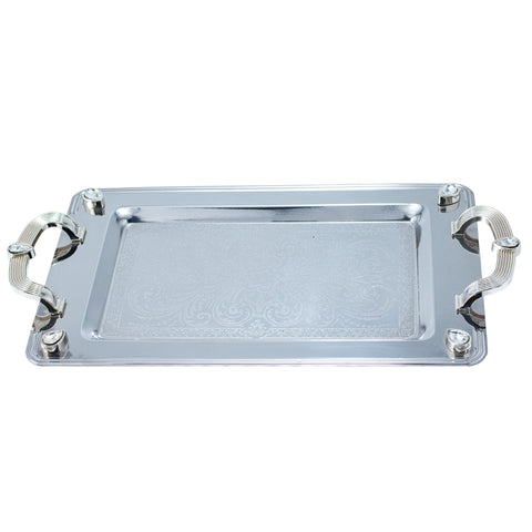 PLATEAU DE SERVICE DUO ARGENTÉ STRASS BLANC L'Atelier de Dadi - vaisselle de luxe - Dakar - Senegal