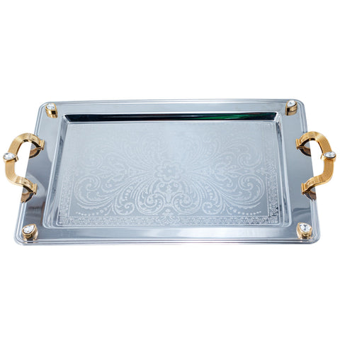 PLATEAU DE SERVICE DUO STRASS BLANC - L'Atelier de Dadi - vaisselle de luxe - Dakar - Senegal