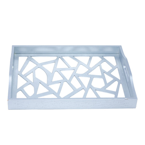 PLATEAU DE SERVICE RECTANGULAIRE ARGENTE ARABESQUE TRIANGLE L'Atelier de Dadi - vaisselle de luxe - Dakar - Senegal