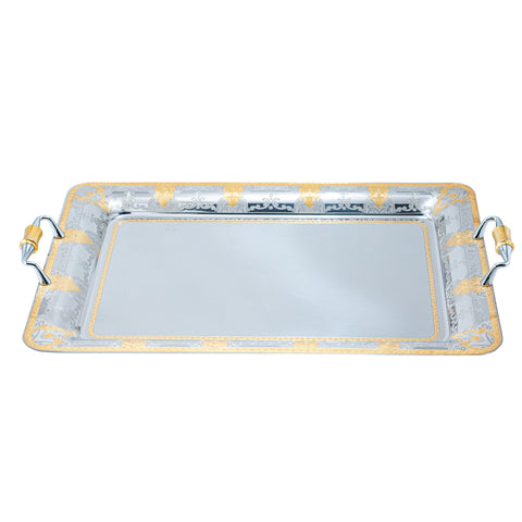 PLATEAU DE SERVICE RECTANGULAIRE ARGENTE DORE - L'Atelier de Dadi - vaisselle de luxe - Dakar - Senegal