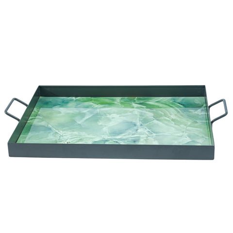 PLATEAU DE SERVICE RECTANGULAIRE VERT BORDURE EN FER - L'Atelier de Dadi - vaisselle de luxe - Dakar - Senegal