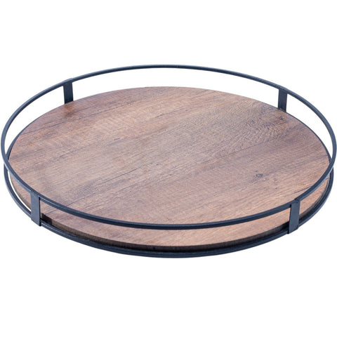 PLATEAU DE SERVICE ROND EN BOIS SUPPORT NOIR GM - L'Atelier de Dadi - vaisselle de luxe - Dakar - Senegal