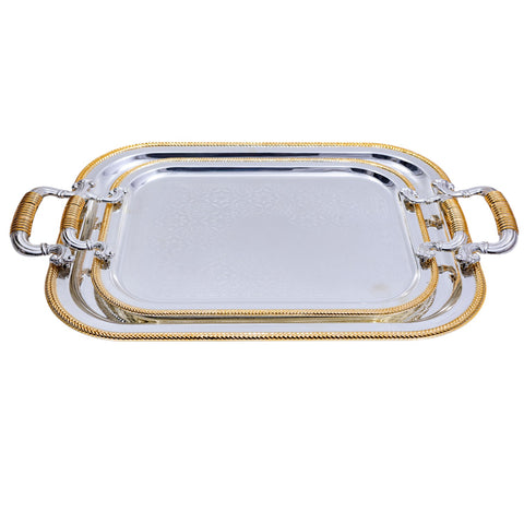 PLATEAU DUO INOX ARGENTE DORE RECTANGLE L'Atelier de Dadi - vaisselle de luxe - Dakar - Senegal