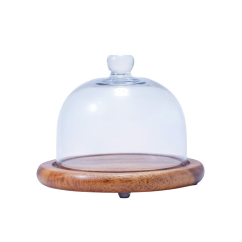 PLAT FROMAGE ROND 2PCS TRANSPARENT SUPPORT BOIS L'Atelier de Dadi - vaisselle de luxe - Dakar - Senegal