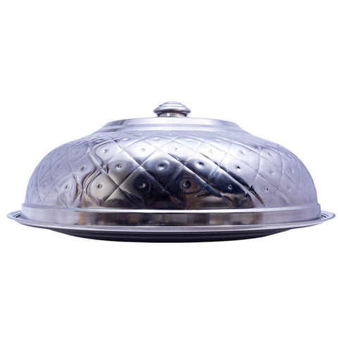 PLAT INOX ROND ARGENTE AVEC COUVERCLE 55cm L'Atelier de Dadi - vaisselle de luxe - Dakar - Senegal