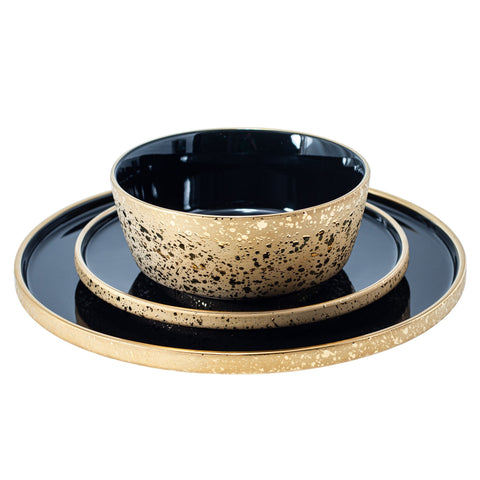 PLAT NOIR DORE BRILLANT GM 6 PCS L'Atelier de Dadi - vaisselle de luxe - Dakar - Senegal