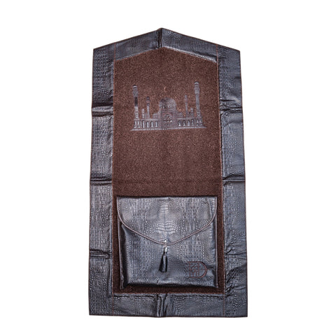 POCHETTE TAPIS DE PRIERE CUIR MARRON FONCE L'Atelier de Dadi - vaisselle de luxe - Dakar - Senegal