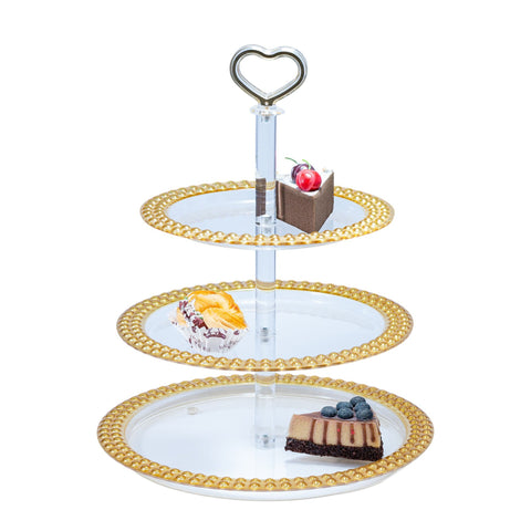 PRESENTOIR ACRYLIQUE 3 COMPARTIMENTS TRANSPARENT DORE BOUT CŒUR LILCA L'Atelier de Dadi - vaisselle de luxe - Dakar - Senegal