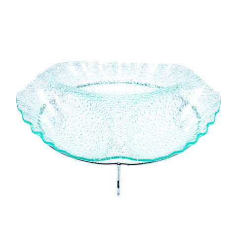 PRESENTOIR EN VERRE 3 COMPARTIMENTS VERT SUPPORT ARGENTE - L'Atelier de Dadi - vaisselle de luxe - Dakar - Senegal