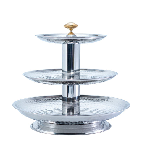 PRESENTOIR INOX ARGENTE DORE 4CPT 30,40,50Cm L'Atelier de Dadi - vaisselle de luxe - Dakar - Senegal