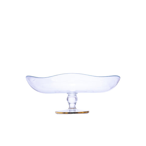 PRESENTOIR VERRE TRANSPARENT BORDURE DORE AVEC PIEDS L'Atelier de Dadi - vaisselle de luxe - Dakar - Senegal