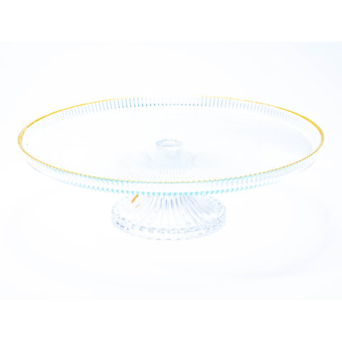 Présentoir en Verre Transparent Doré, Plat Rond - L'Atelier de Dadi - vaisselle de luxe - Dakar - Senegal