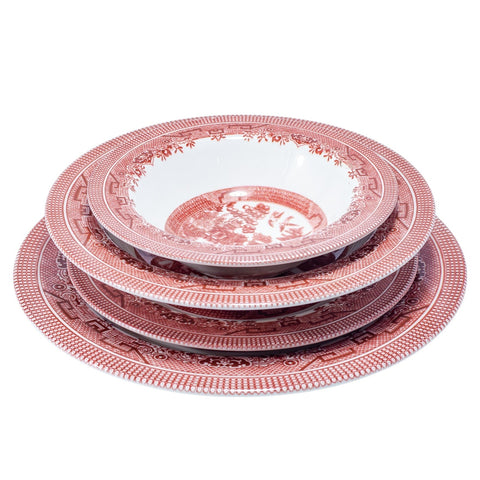 SERVICE 24 PCS ROUGE BLANC L'Atelier de Dadi - vaisselle de luxe - Dakar - Senegal