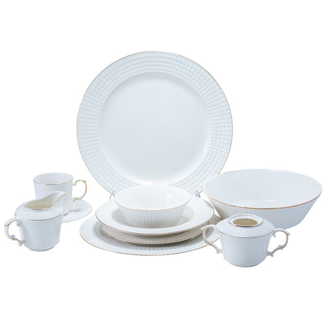 SERVICE 44PCS BLANC DORE DINNER SET - L'Atelier de Dadi - vaisselle de luxe - Dakar - Senegal