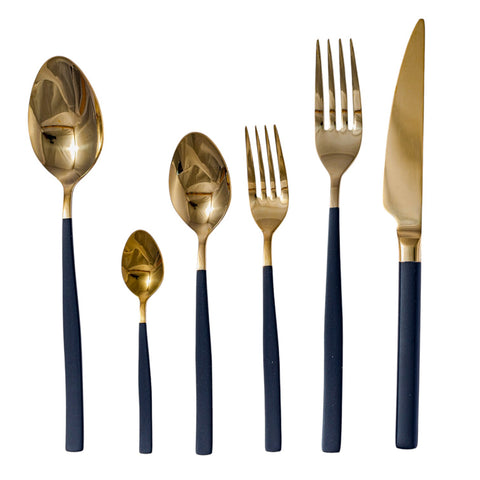 SERVICE COUVERT 36 PCS NOIR DORE L'Atelier de Dadi - vaisselle de luxe - Dakar - Senegal