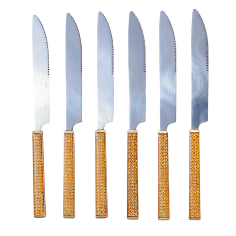 SERVICE COUVERT COUTEAU GM 7 PCS DORE STRASS L'Atelier de Dadi - vaisselle de luxe - Dakar - Senegal