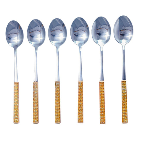 SERVICE COUVERT CUILLERE GM 7 PCS DORE STRASS L'Atelier de Dadi - vaisselle de luxe - Dakar - Senegal