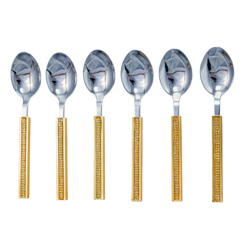 SERVICE COUVERT CUILLERE PM 7 PCS DORE STRASS L'Atelier de Dadi - vaisselle de luxe - Dakar - Senegal