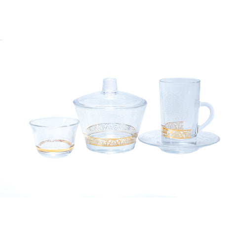 SERVICE THE TANSPARENT BLANC DORE 19 PCS MOINS 2 - L'Atelier de Dadi - vaisselle de luxe - Dakar - Senegal